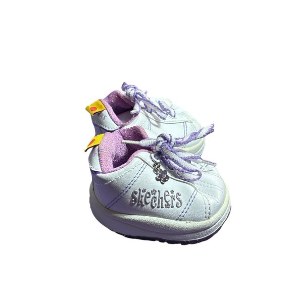 Build-A-Bear Workshop White & Purple Skechers Tennis Shoes Laces & Charm - Picture 2 of 5
